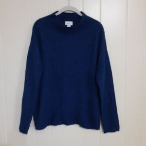 Old Navy womens size L Blue Mock Neck long sleeve Ribbed boxy sweater